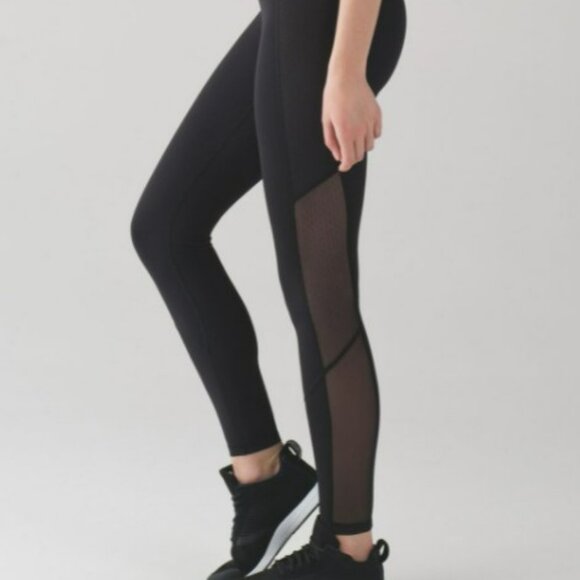 Lululemon Bodycon Tight Mesh Black Leggings Size 4 - Picture 6 of 16